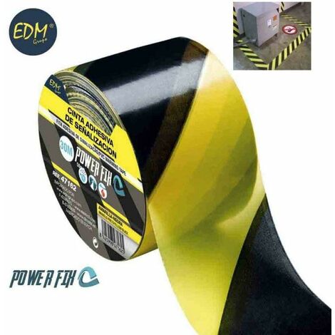 Cinta adhesiva de señalizacion amarillo-negra 30m x 50mm