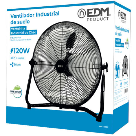 VENTILADOR INDUSTRIAL DE SUELO NEGRO 130W ASPAS: Ø50x58cm EDM