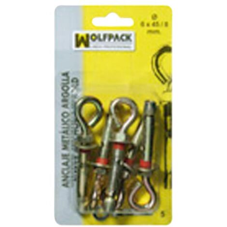 WOLFPACK LINEA PROFESIONAL anclaje metálico argolla 6x 45/ 8 mm. (5 piezas)