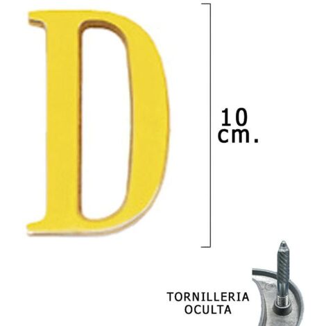 WOLFPACK LINEA PROFESIONAL - Letra Latón "D" 10 cm. con Tornilleria Oculta (Blister 1 Pieza)