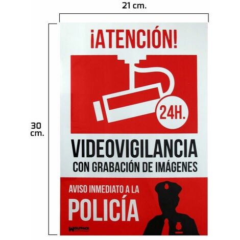 WOLFPACK LINEA PROFESIONAL cartel alarma conectada aviso a policia 30x21