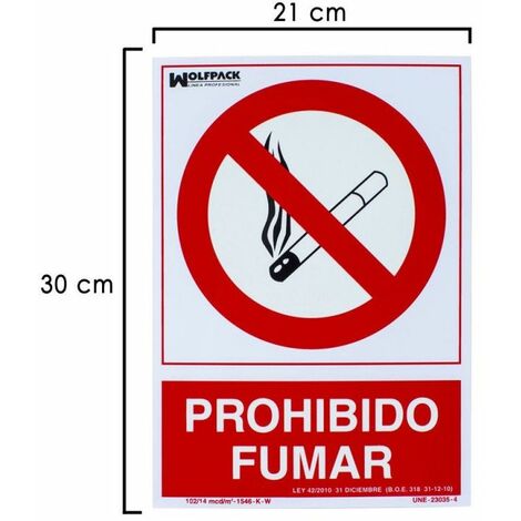 Cartel Prohibido Fumar 30x21 cm (1/3)