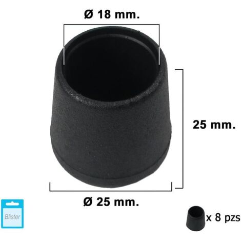 MAURER contera cónica negra 18mm. blister 8 piezas. , Contera cónica.- Diámetro: 18mm- Contera exterior realizada en plástico.- Color negro.- Blister 8 unid