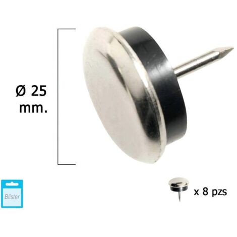 Deslizante Metal Goma Claro Ø25 (Blister 8 Unidades)