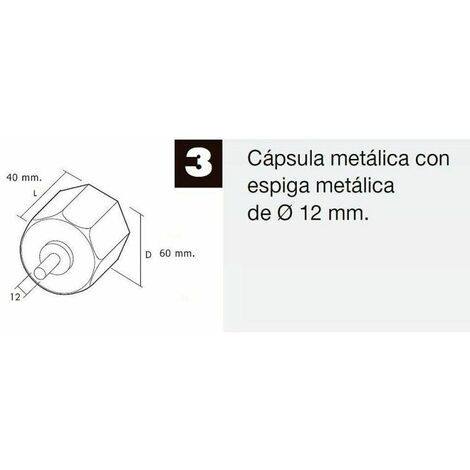 Capsula Persiana Metalica Con Espiga Para Eje 60 mm.