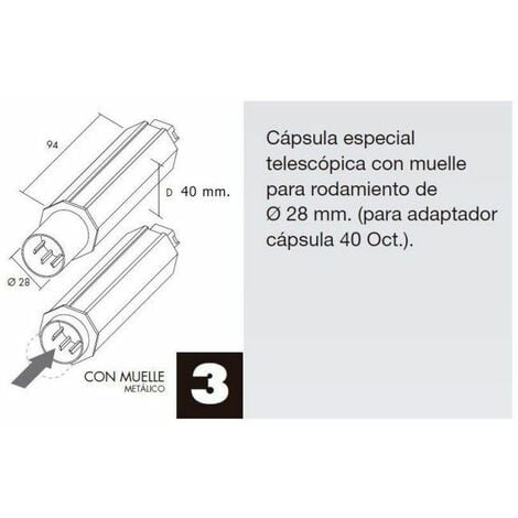 Capsula Persiana Telescopica Sin Espiga Para Eje 40 mm.