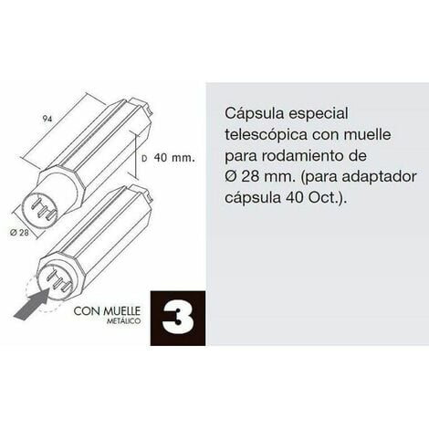 Capsula Persiana Telescopica Sin Espiga Para Eje 40 mm.