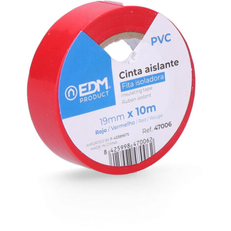 Cinta Aislante 10m x 19mm Roja EDM Calidad "Supra" (1/3)