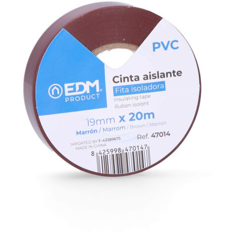 Cinta aislante, 20m x 19mm, marrón  EDM 47014