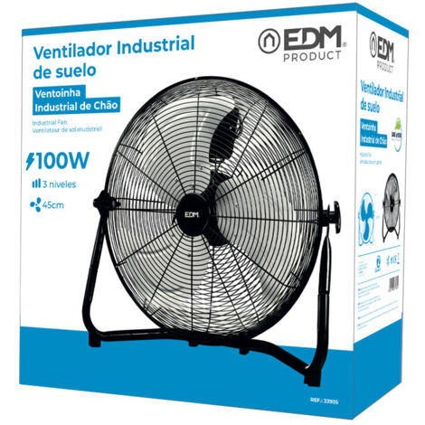 Ventilador industrial de suelo Color Negro potencia 100w aspas ø45x54cm EDM