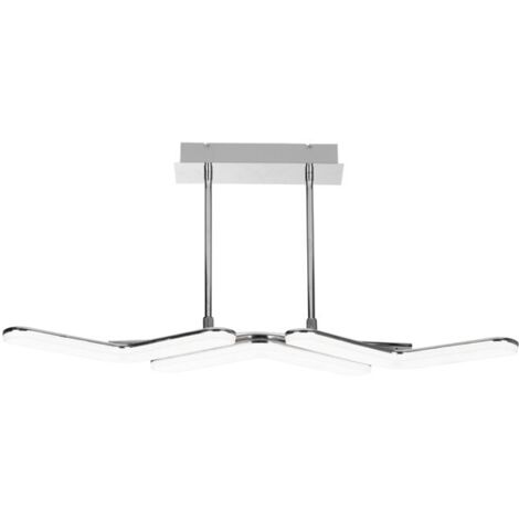 Lámpara LED SMD de techo “Boomerang” (45W 3000K 2880lm) IP20 87,5x20x72cm fabricada en PVC y aluminio color blanco y cromo