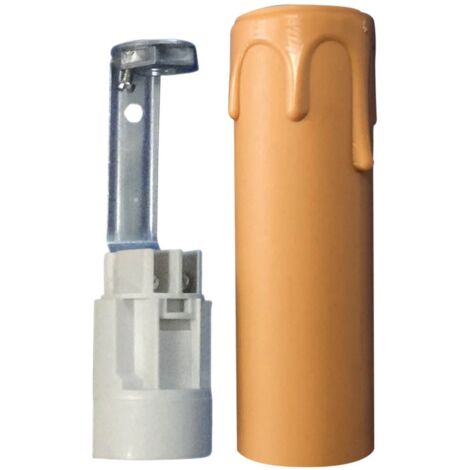 Portalámparas + funda de vela E14 26x85mm crema GSC 2203363