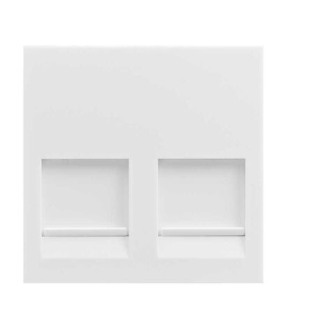 Placa plana  con guardapolvo para 2 conectores RJ45 con clipaje Keystone I, II, ATT y Avaya blanca SIMON 40000089-030