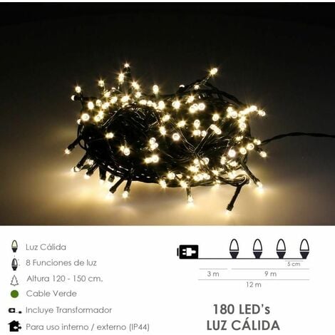 Luces Navidad 180 Leds Color Blanco Calido IP44