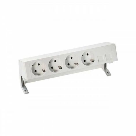 Kit de sobre mesa completo  con 4 bases de enchufe schuko y placa para 2 conectores RJ45 negro SIMON 42504020-138