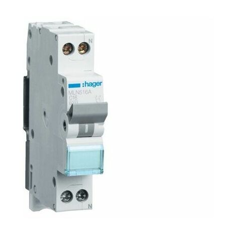 HAGER MLN516A Interruptor automático 1P+N 16A curva-C 6kA 1 módulo
