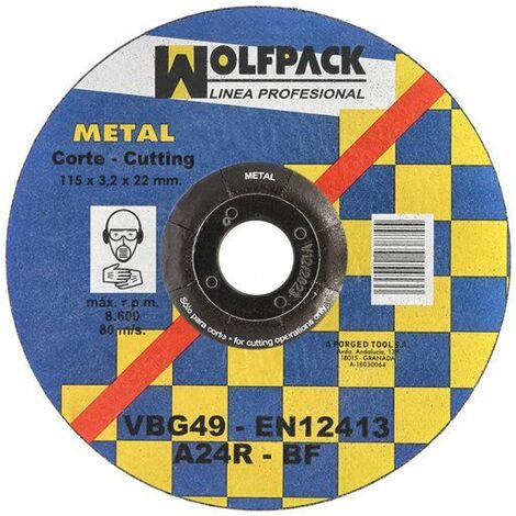 Disco Corte Abrasivo Metal 115x3,2x22 mm.