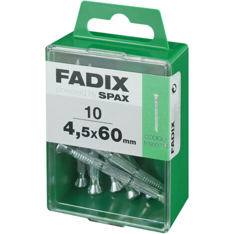 Caja de 10 unidades de clavo de cabeza plana estriado en acero 4,5x60mm Fadix (1/2)