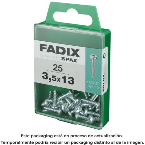 Caja de 25 unidades de tornillo de rosca chapa con cabeza redonda en cinc 3,5x13mm Fadix (1/3)