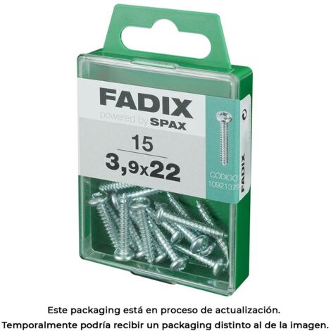 Caja de 15 unidades de tornillo de rosca chapa con cabeza redonda en cinc 3,9x22mm Fadix (1/3)