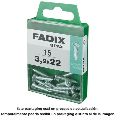 Caja de 15 unidades de tornillo de rosca chapa con cabeza plana en cinc 3,9x22mm Fadix (1/3)
