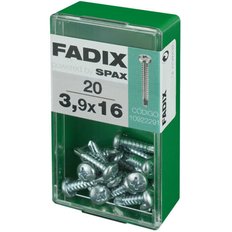 Caja de 20 unidades de tornillo de rosca chapa con cabeza redonda autotaladrante 3,9x16mm Fadix (1/2)