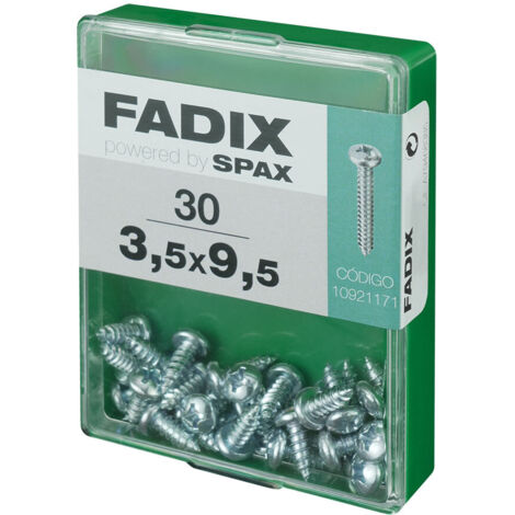Caja de 30 unidades de tornillo de rosca chapa con cabeza redonda en cinc 3,5x9,5mm Fadix (1/2)
