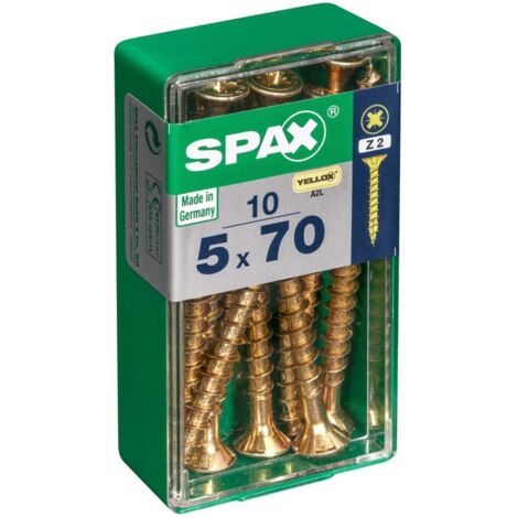 Caja de 10 unidades de tornillo para madera con cabeza plana en Yellox 5,0x70mm Spax (1/5)