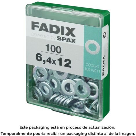 Caja de 100 unidades de arandela plana en cinc 6,4x12mm Fadix