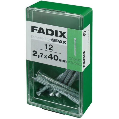 Caja de 12 unidades de clavo de cabeza plana estriado en acero 2,7x40mm Fadix (1/2)