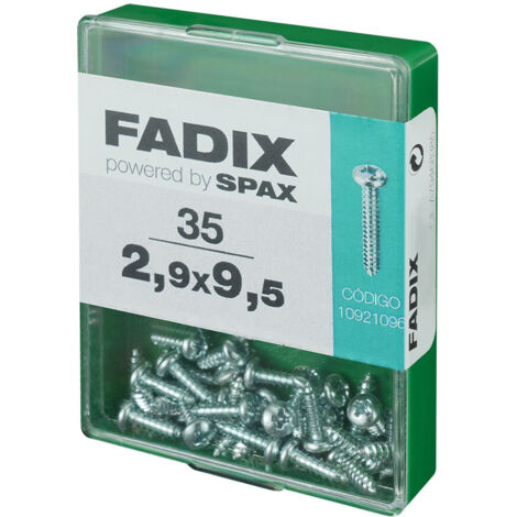 Caja de 35 unidades de tornillo de rosca chapa con cabeza redonda en cinc 2,9x9,5mm Fadix (1/2)