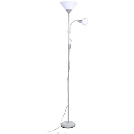 Lámpara de pie "Lisa" de dos luces (1xE14 y 1xE27) – Plata