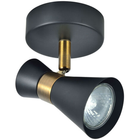 FABRILAMP Foco orienable modelo MAXIMO negro-cuero para baño (1/3)