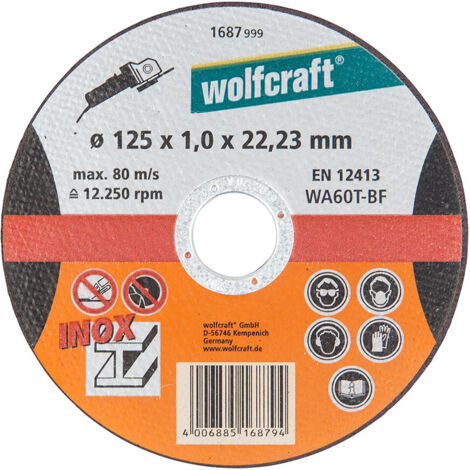 Disco de Corte de Precisión Wolfcraft para Acero Inoxidable 125x1,0x22,23mm (1687999) (1/2)
