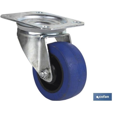 Rueda Goma Azul Placa Ø100x35mm