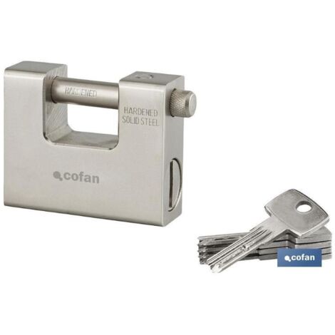 COFAN candado extra acero blindado niquelado 84mm , Candado Extra Acero Blindado Niquelado. Acero Cromado/Acero Cementado