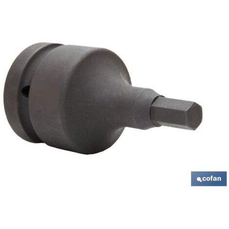 COFAN vaso impacto 1 hexag. macho 14 mm , Boca o vaso de impacto hexagonal Allen macho de 1.  Fabricación en acero cromo molibdeno de color negro con tratamiento anticorrosivo de a