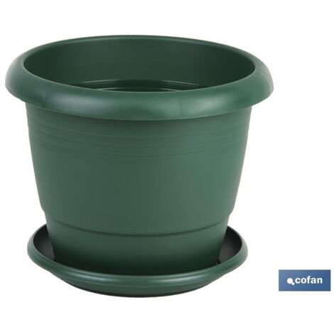 maceta verde modelo gardenia 35x28.8+ plato28 cm venta unitaria