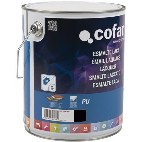 COFAN esmalte laca al agua negro 4 l satinado , El esmalte de laca al agua está indicado para la protección y decoración de todo tipo de superficies como madera, yeso, escayola, PV