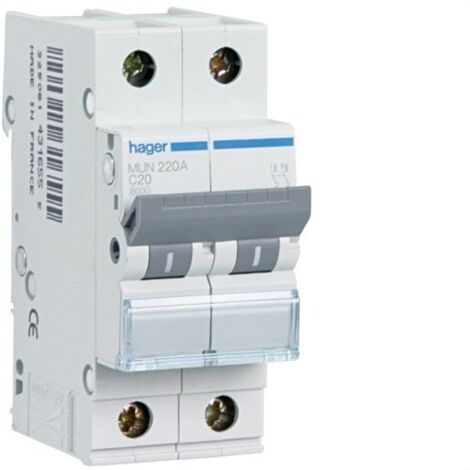 HAGER MUN516A  Interruptor automático 1P+N 16A curva-C 6kA