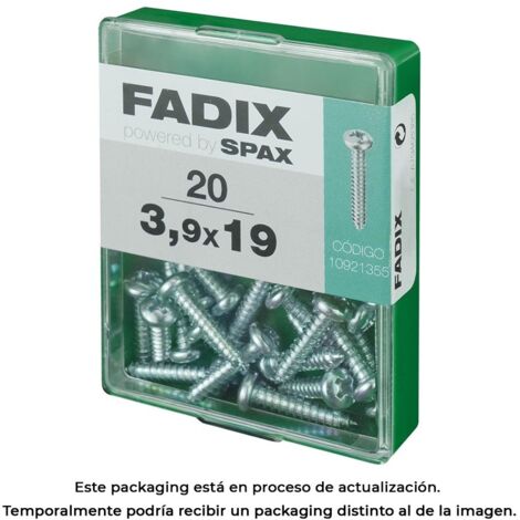 Caja de 20 unidades de tornillo de rosca chapa con cabeza redonda en cinc 3,9x19mm Fadix (1/3)