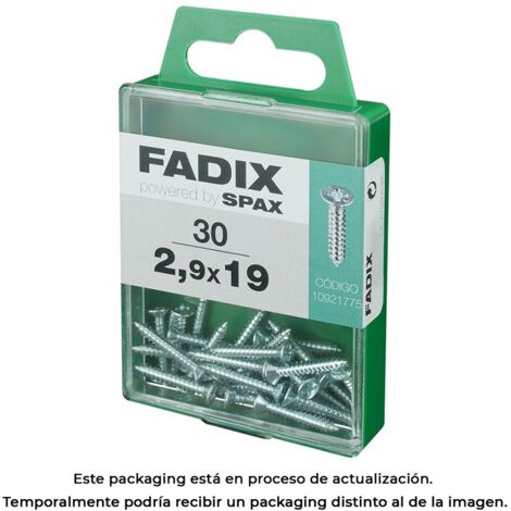 Caja de 30 unidades de tornillo de rosca chapa con cabeza plana en cinc 2,9x19mm Fadix (1/3)