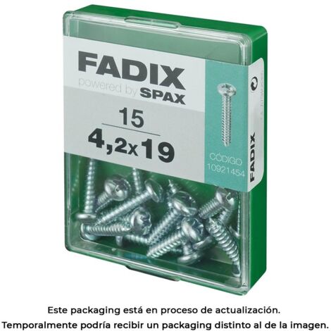 Caja de 15 unidades de tornillo de rosca chapa con cabeza redonda en cinc 4,2x19mm Fadix (1/3)