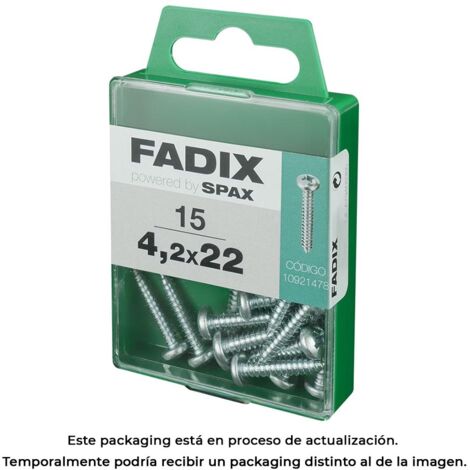 Caja de 15 unidades de tornillo de rosca chapa con cabeza redonda en cinc 4,2x22mm Fadix (1/3)