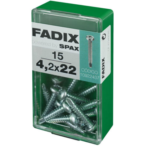 Caja de 15 unidades de tornillo de rosca chapa con cabeza redonda autotaladrante 4,2x22mm Fadix (1/2)