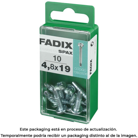 Caja de 10 unidades de tornillo de rosca chapa con cabeza redonda autotaladrante 4,8x19mm Fadix (1/2)