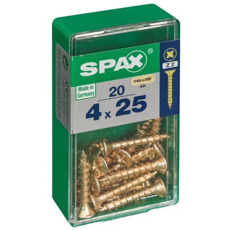 Caja de 20 unidades de tornillo para madera con cabeza plana en Yellox 4,0x25mm Spax (1/5)