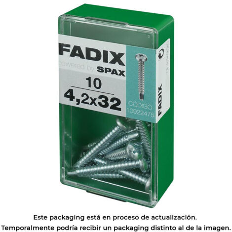 Caja de 10 unidades de tornillo de rosca chapa con cabeza redonda autotaladrante 4,2x32mm Fadix (1/2)