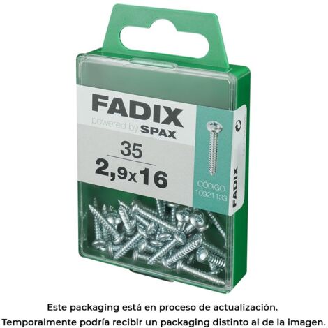 Caja de 35 unidades de tornillo de rosca chapa con cabeza redonda en cinc 2,9x16mm Fadix (1/3)