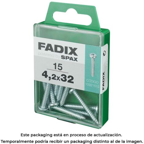 Caja de 15 unidades de tornillo de rosca chapa con cabeza redonda en cinc 4,2x32mm Fadix (1/3)